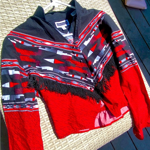 Red and black tassled rodeo top - Picture 1 of 4